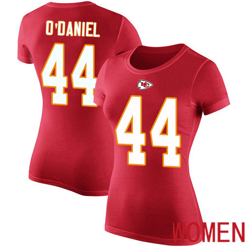 Women Kansas City Chiefs #44 ODaniel Dorian Red Rush Pride Name and Number NFL T Shirt->nfl t-shirts->Sports Accessory